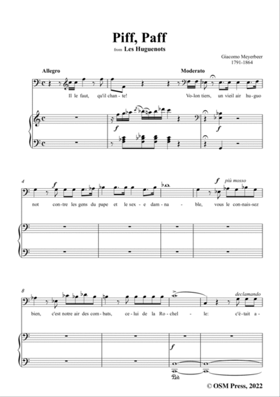 Meyerbeer-Piff,Paff,from Les Huguenots,for Voice and Piano Voice Solo scores gallery preview page 3