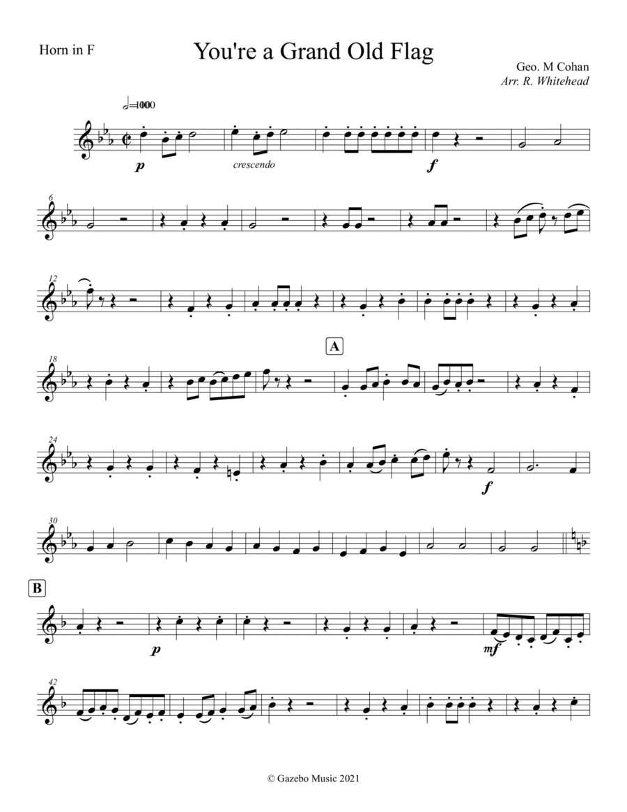 You're a Grand Old Flag Brass Ensemble scores gallery preview page 1