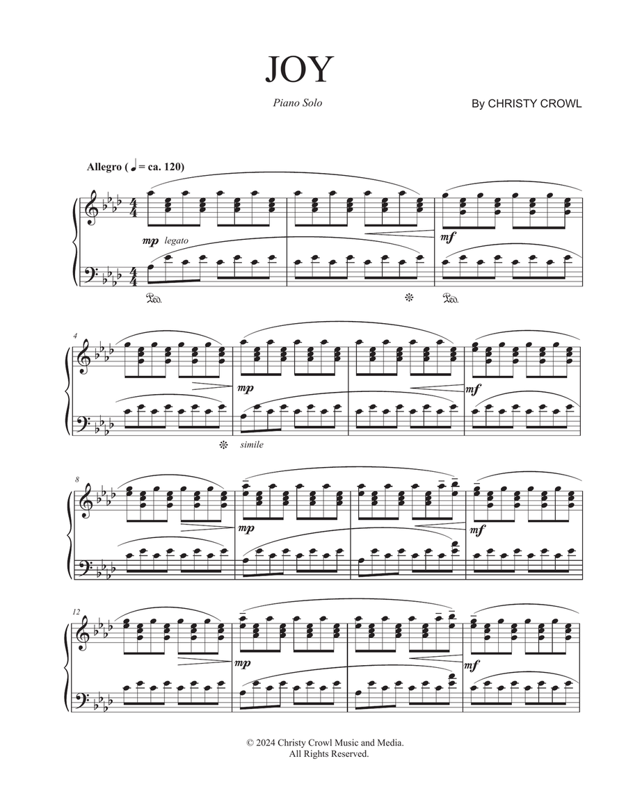Joy Piano Solo scores gallery preview page 1