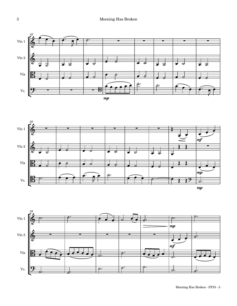 Morning Has Broken String Quartet scores gallery preview page 5