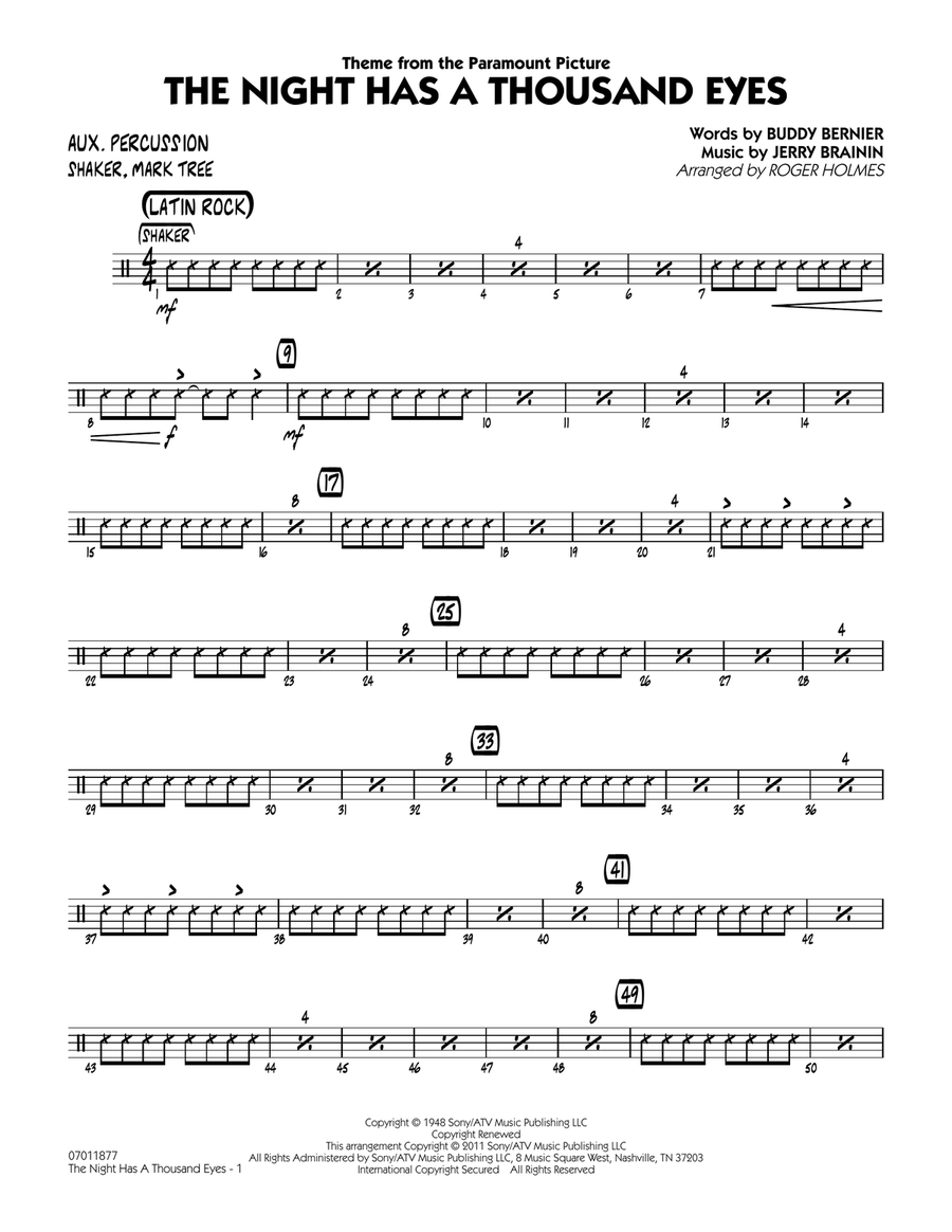 The Night Has A Thousand Eyes - Aux Percussion Jazz Ensemble scores gallery preview page 1