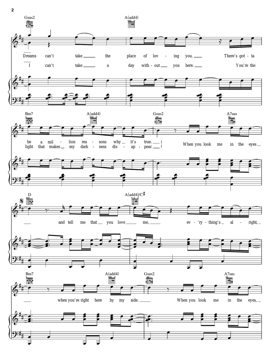 When You Look Me In The Eyes Piano, Vocal, Guitar scores gallery preview page 2