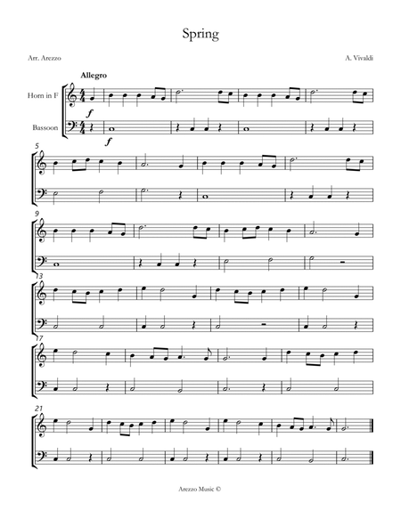 vivaldi spring easy French Horn and Bassoon sheet music image number null