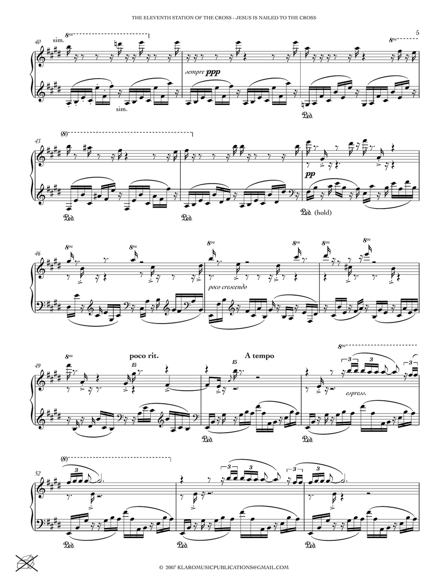 THE ELEVENTH STATION OF THE CROSS - JESUS IS NAILED TO THE CROSS Piano Solo scores gallery preview page 5
