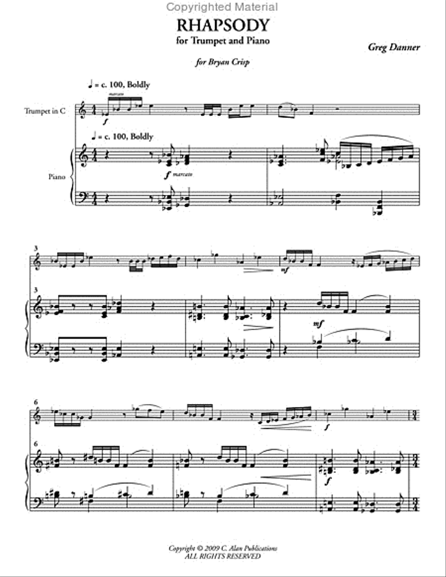 Rhapsody for Trumpet (score & 1 part) Trumpet Solo scores gallery preview page 2