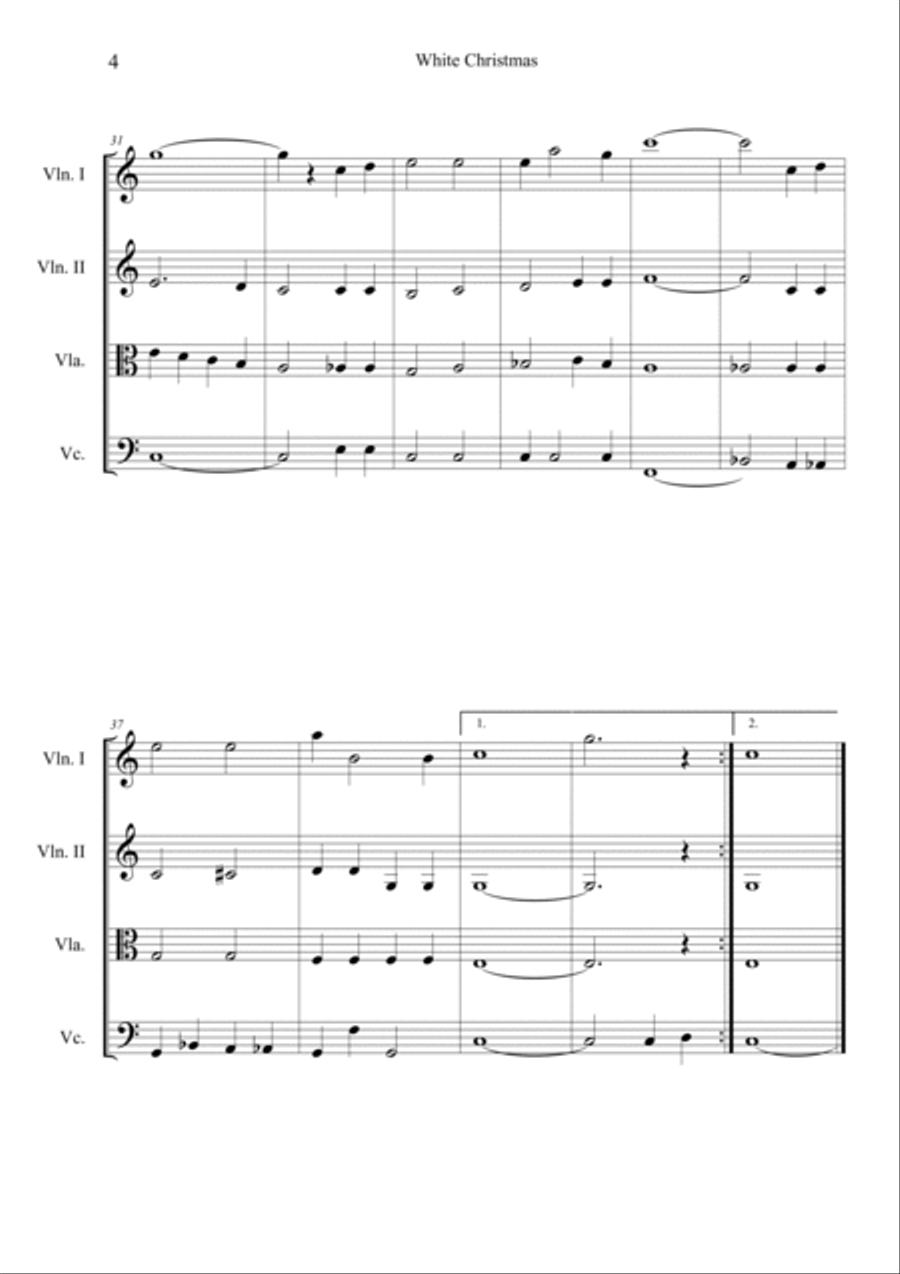 I'm Dreaming Of A White Christmas String Quartet scores gallery preview page 4