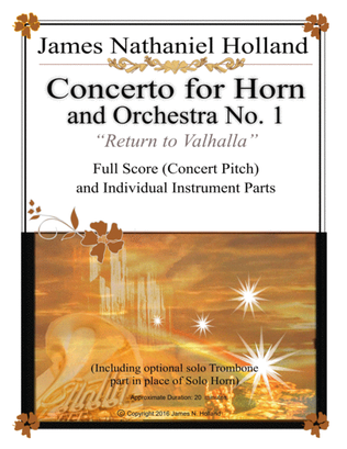 Concerto No. 1 for French Horn Full Orchestral Score and Individual Parts (Optional Trombone solo)
