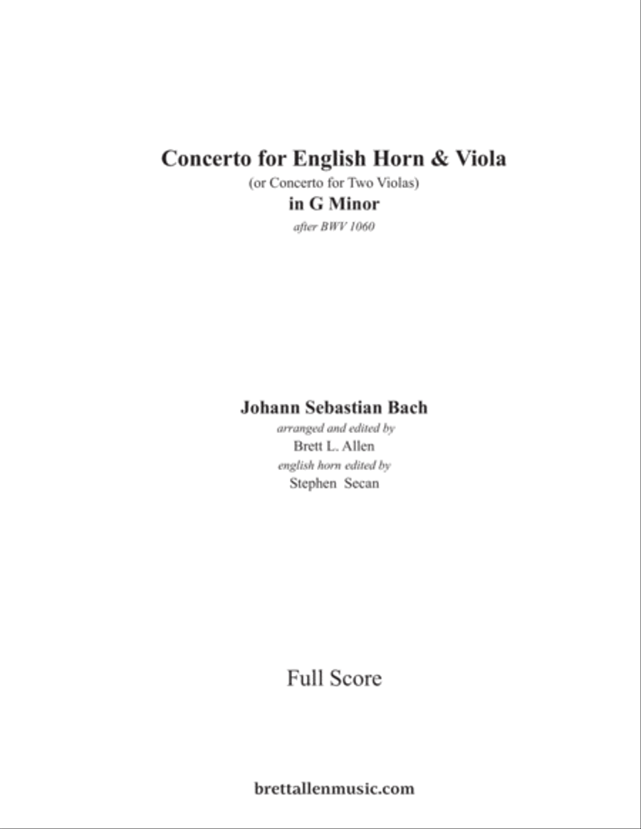Concerto for English Horn and Viola in G Minor COMPLETE SET English Horn scores gallery preview page 1