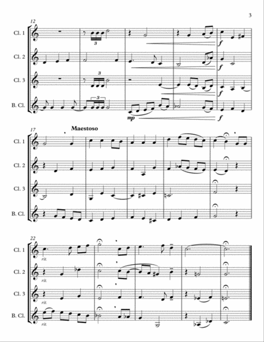 The Star-Spangled Banner for Clarinet Quartet or Choir Choir scores gallery preview page 3