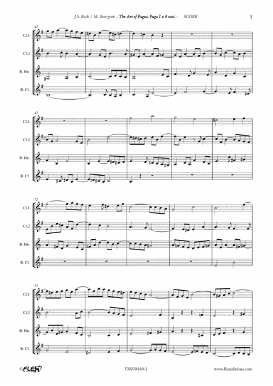 The Art of Fugue BWV1080 - Fuga I Clarinet Quartet scores gallery preview page 4