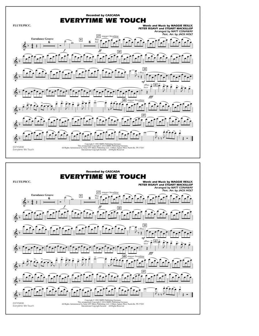 Everytime We Touch - Flute/Piccolo Marching Band scores gallery preview page 1