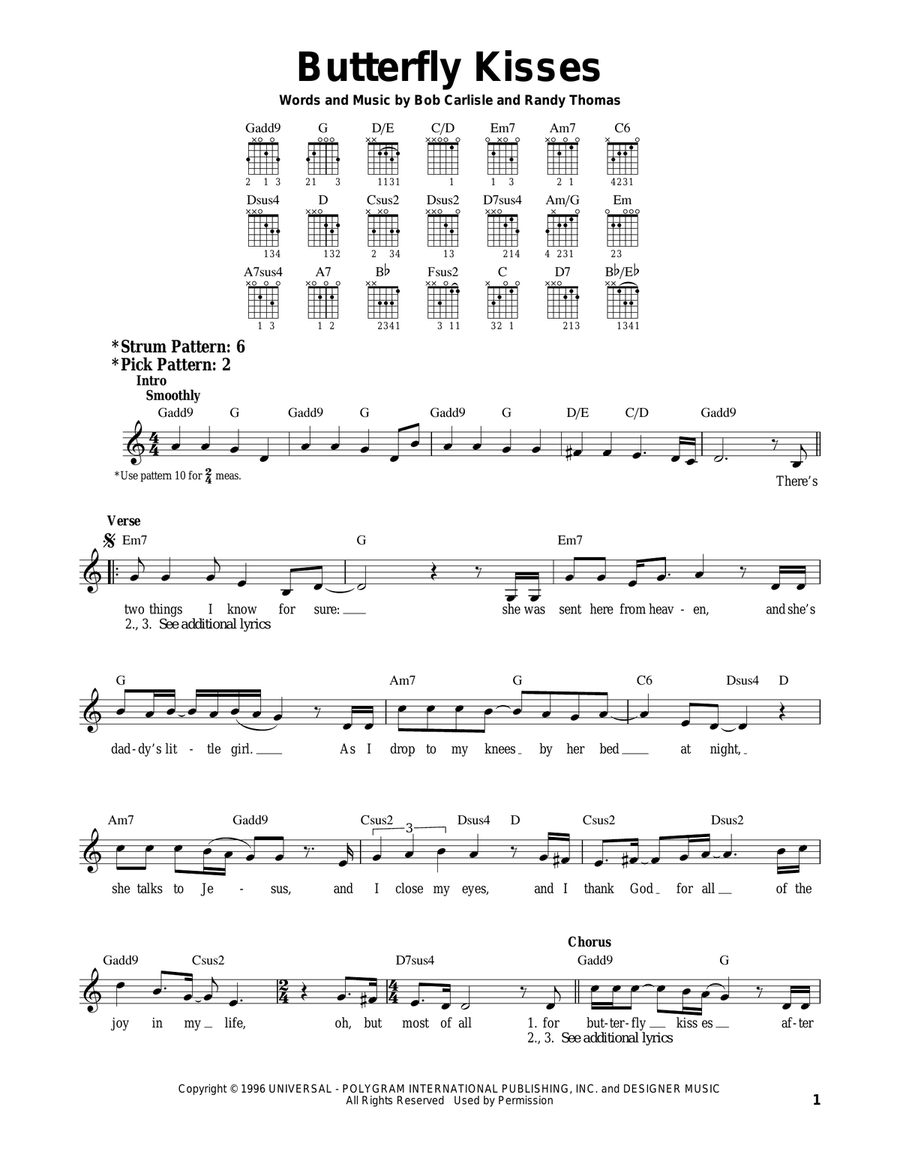 Butterfly Kisses Acoustic Guitar scores gallery preview page 1
