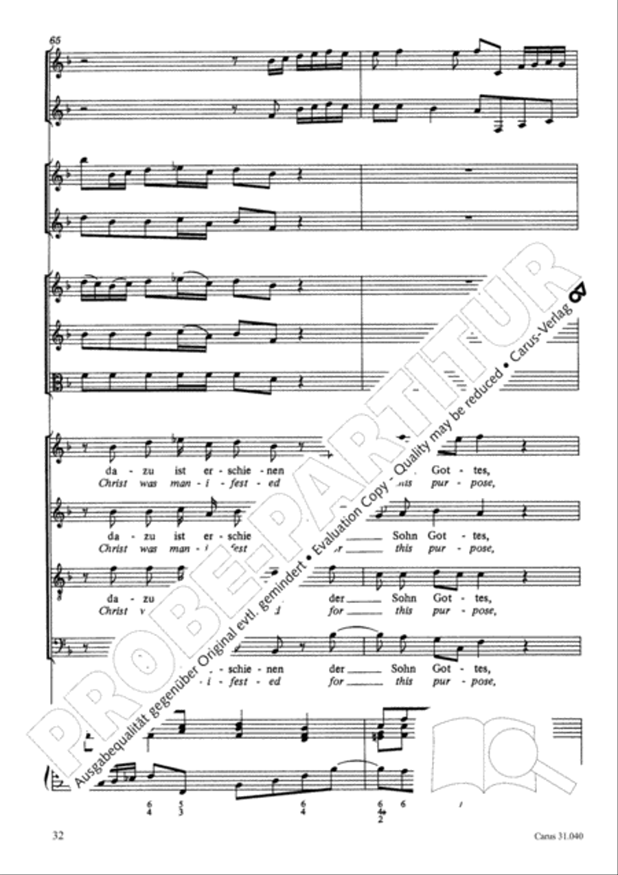 Christ was manifested for this purpose (Dazu ist erschienen der Sohn Gottes) ATB scores gallery preview page 33