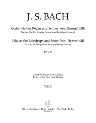 Book cover for Gleichwie der Regen und Schnee vom Himmel fallt BWV 18