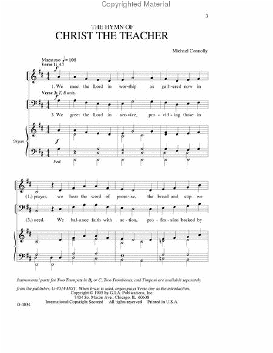 The Hymn of Christ the Teacher 4-Part scores gallery preview page 2