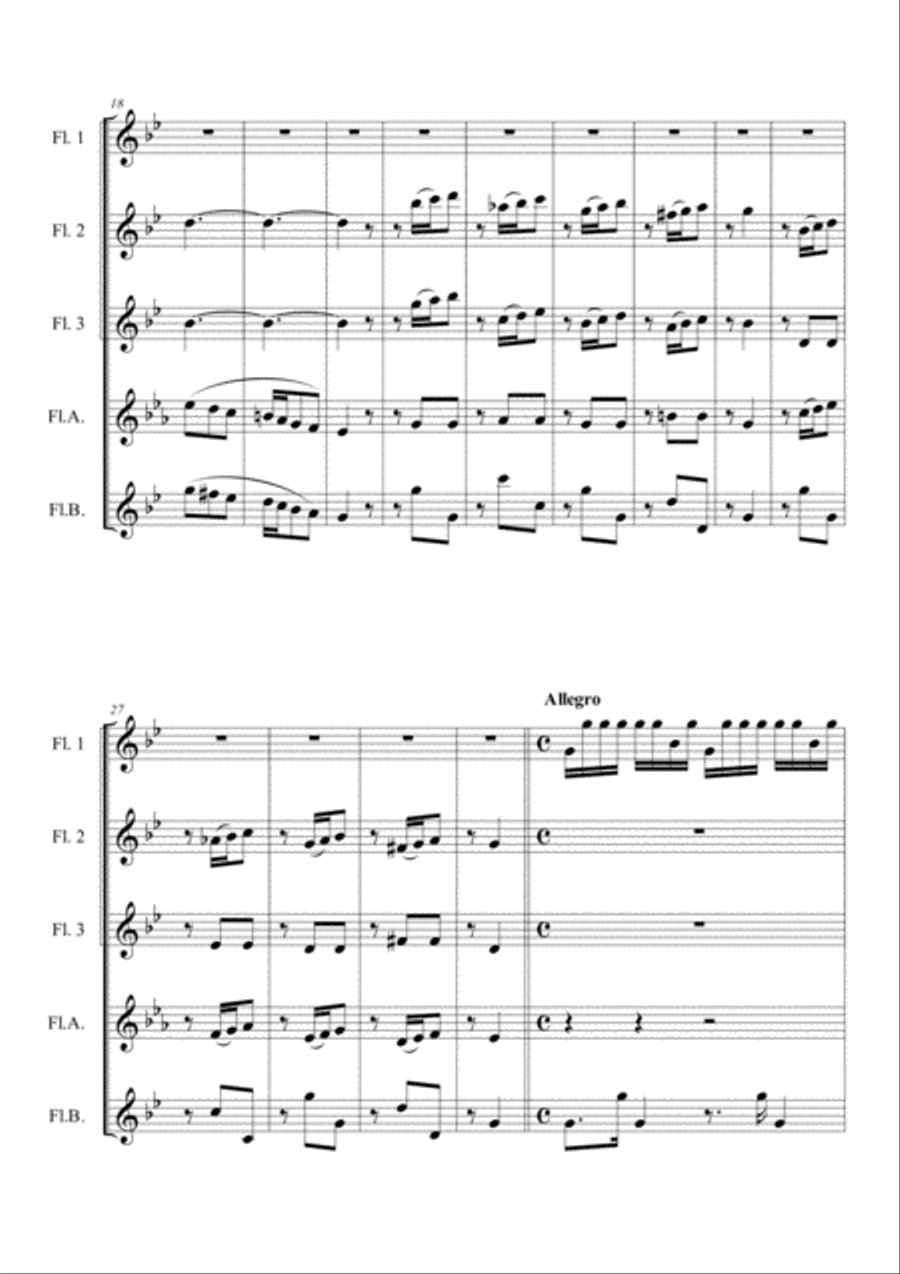 SUMMER (FOUR SEASONS) for Flute Quintet Flute Choir Woodwind Quintet scores gallery preview page 2