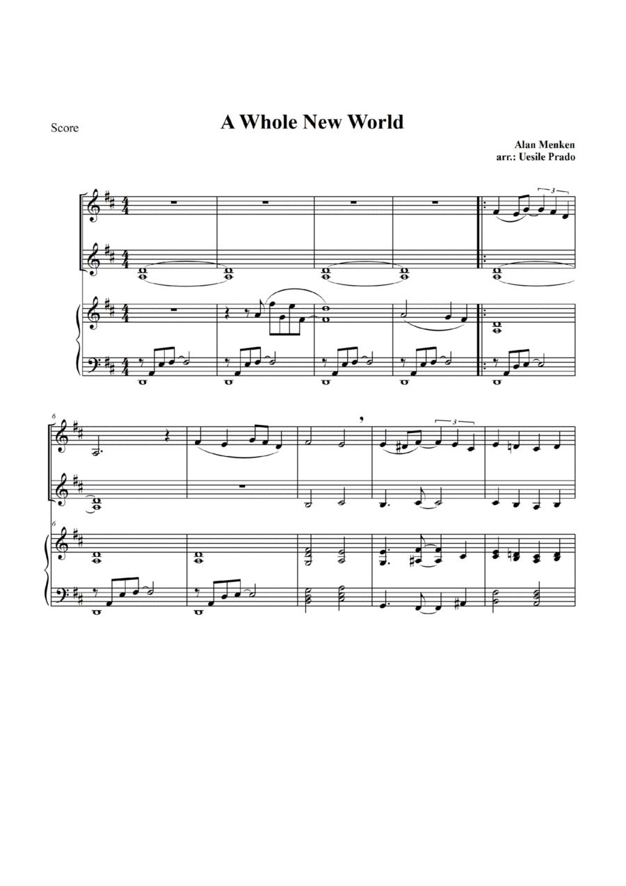 A Whole New World A Whole New World String Duet scores gallery preview page 1