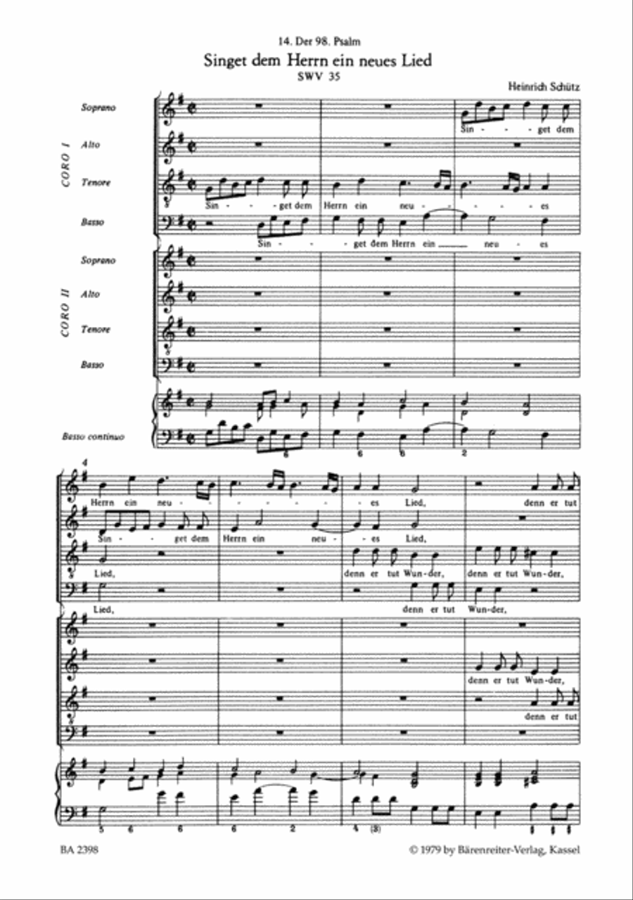 Singet dem Herrn ein neues Lied SWV 35 4-Part scores gallery preview page 2