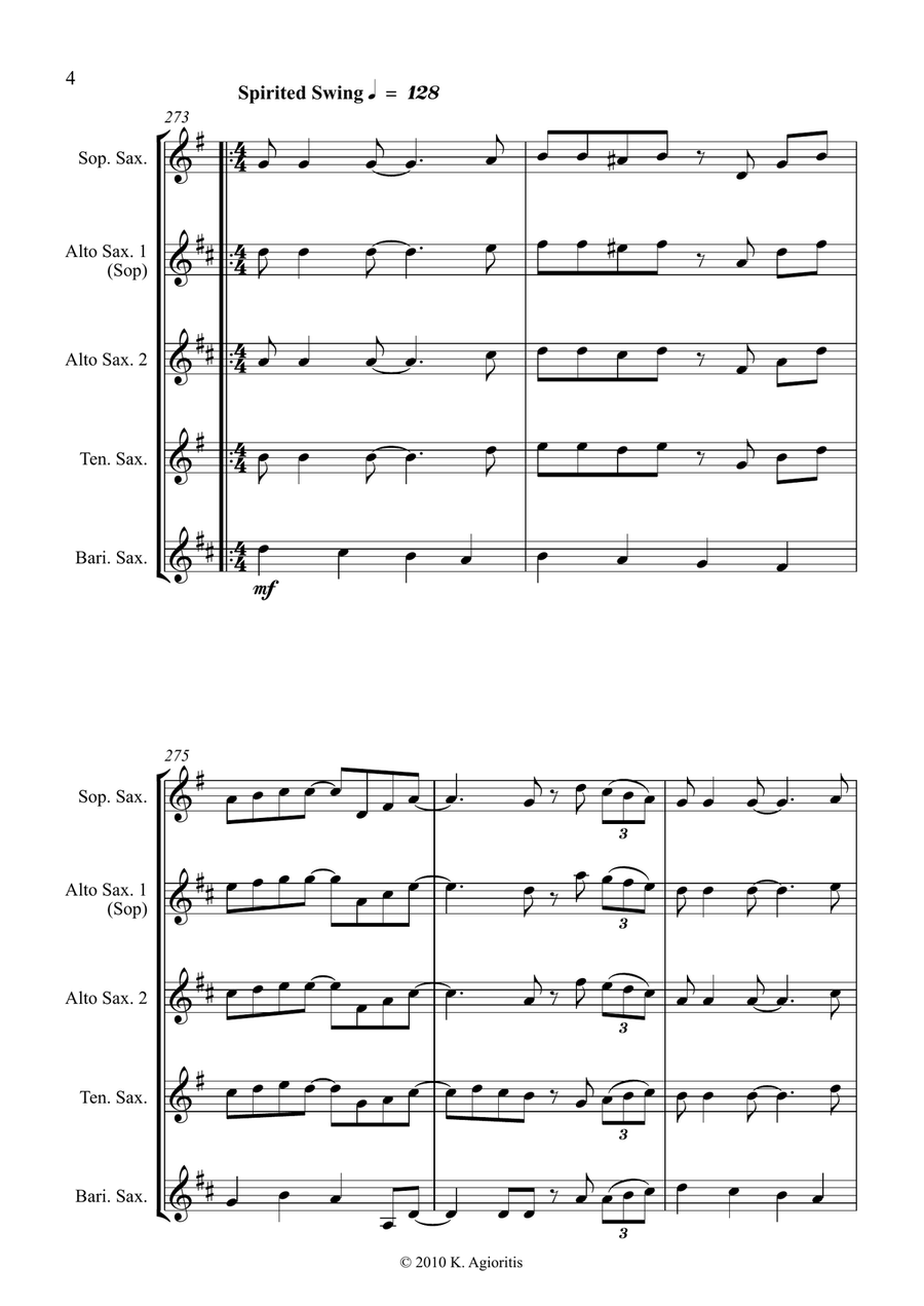 O Christmas Tree (O Tannenbaum) - Jazz Carol for Saxophone Quartet Saxophone Quartet scores gallery preview page 4