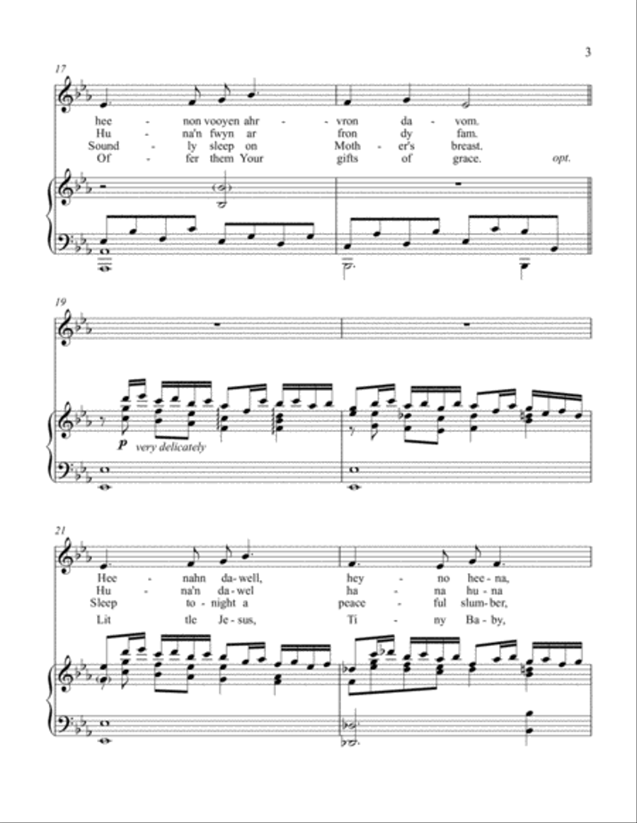 Suo gan/Welsh lullaby - original and Christmas lyrics - medium low voice