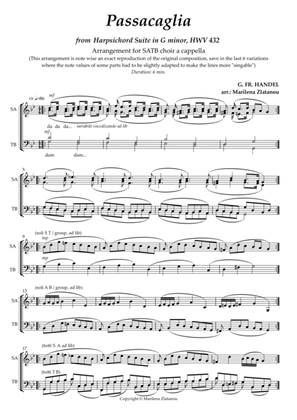 G. Fr. HANDEL: PASSACAGLIA, for SATB choir a cappella