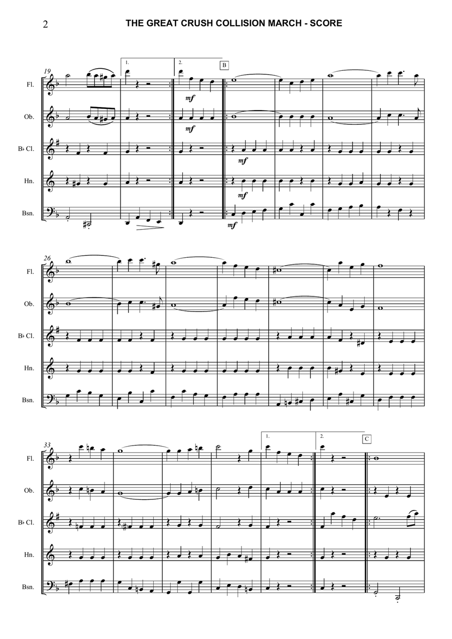 The Great Crush Collission March Woodwind Quintet scores gallery preview page 2