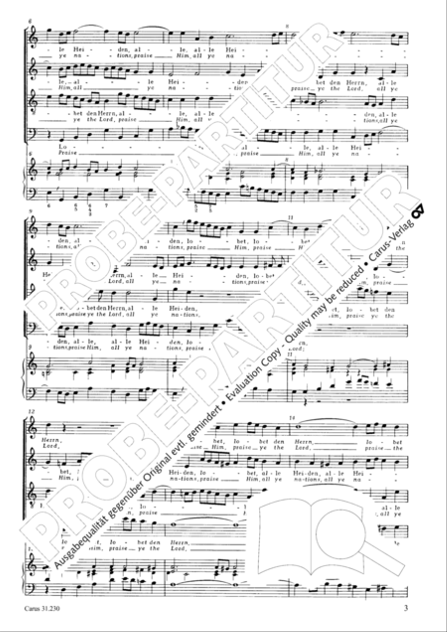 Praise ye the Lord, all ye nations (Lobet den Herrn, alle Heiden) 4-Part scores gallery preview page 4