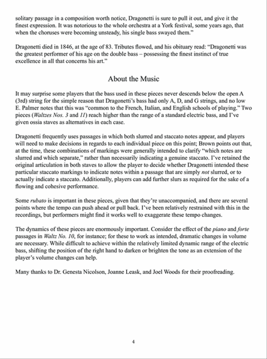 Domenico Dragonetti - Twelve Waltzes arranged for Electric Bass Solo Acoustic Guitar scores gallery preview page 5