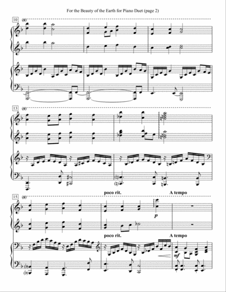 For the Beauty of the Earth for Piano Duet For the Beauty of the Earth for Piano Duet 1 Piano, 4-Hands scores gallery preview page 2
