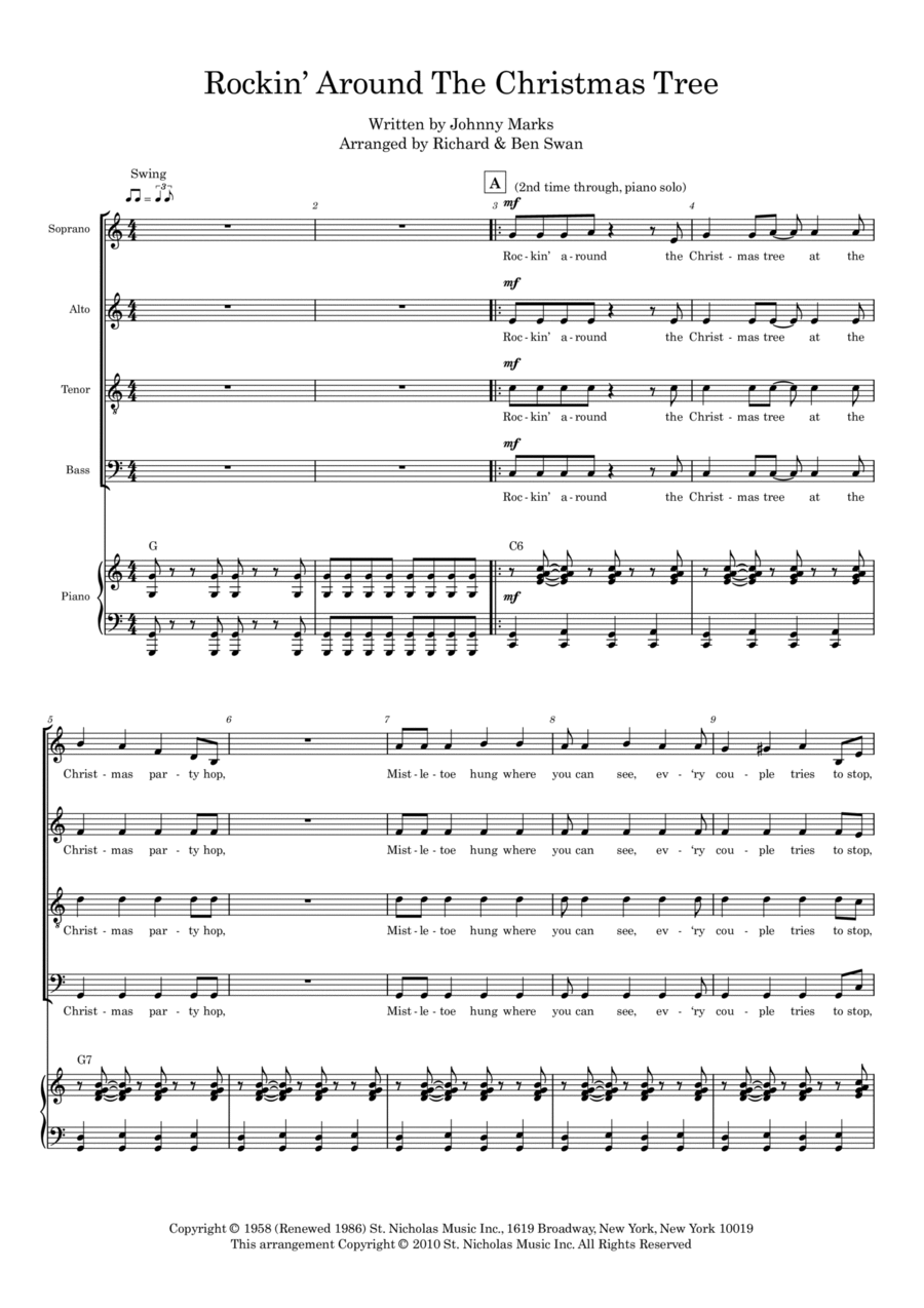 Rockin' Around The Christmas Tree 4-Part scores gallery preview page 1