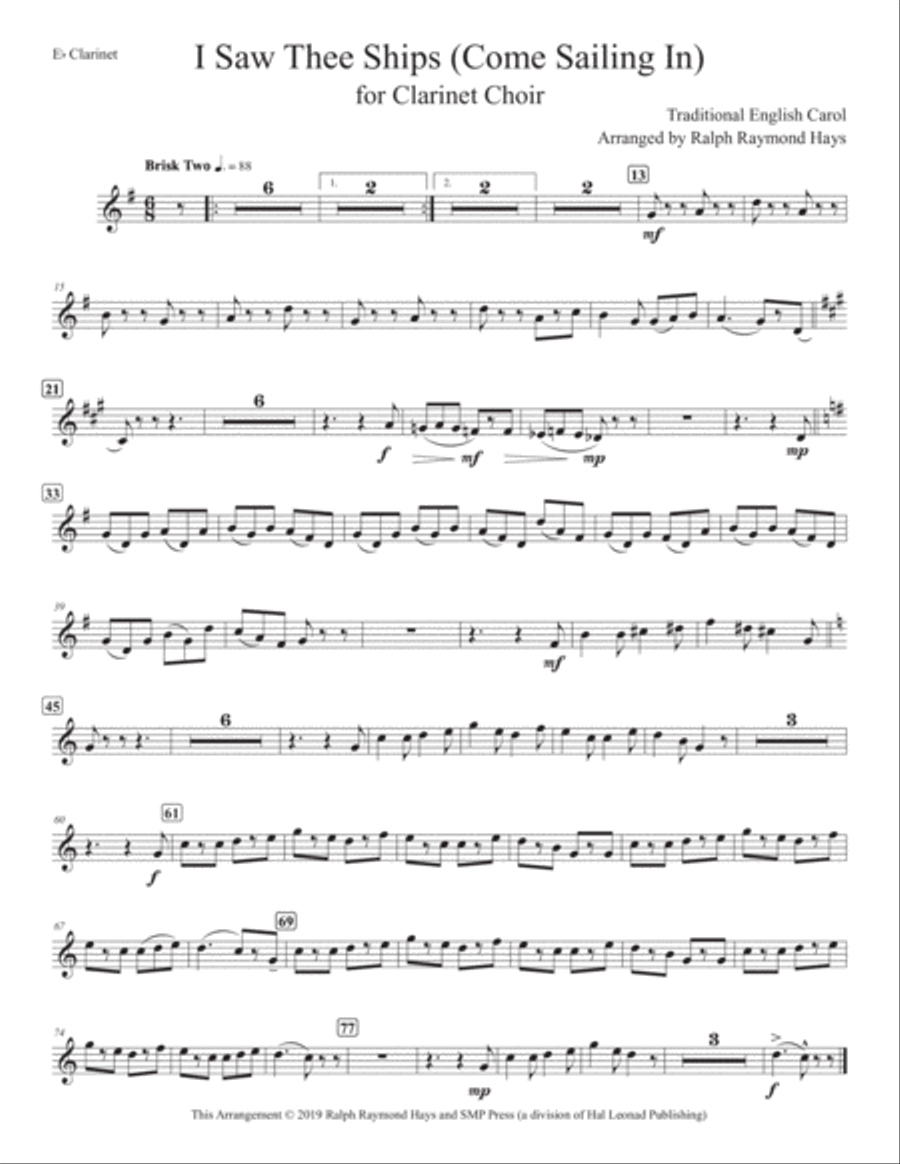 I Saw Three Ships (Come Sailing In) for clarinet choir Clarinet Choir scores gallery preview page 5