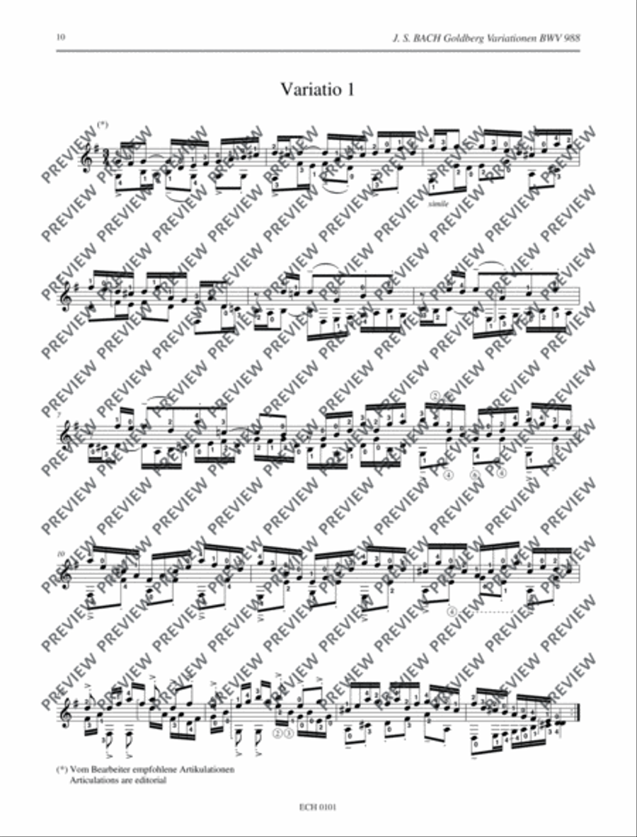 Goldberg Variations Classical Guitar scores gallery preview page 11