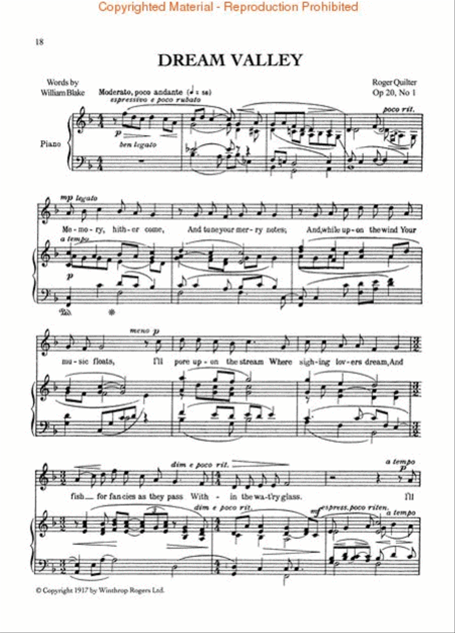 Roger Quilter – 18 Songs for Voice and Piano High Voice scores gallery preview page 4