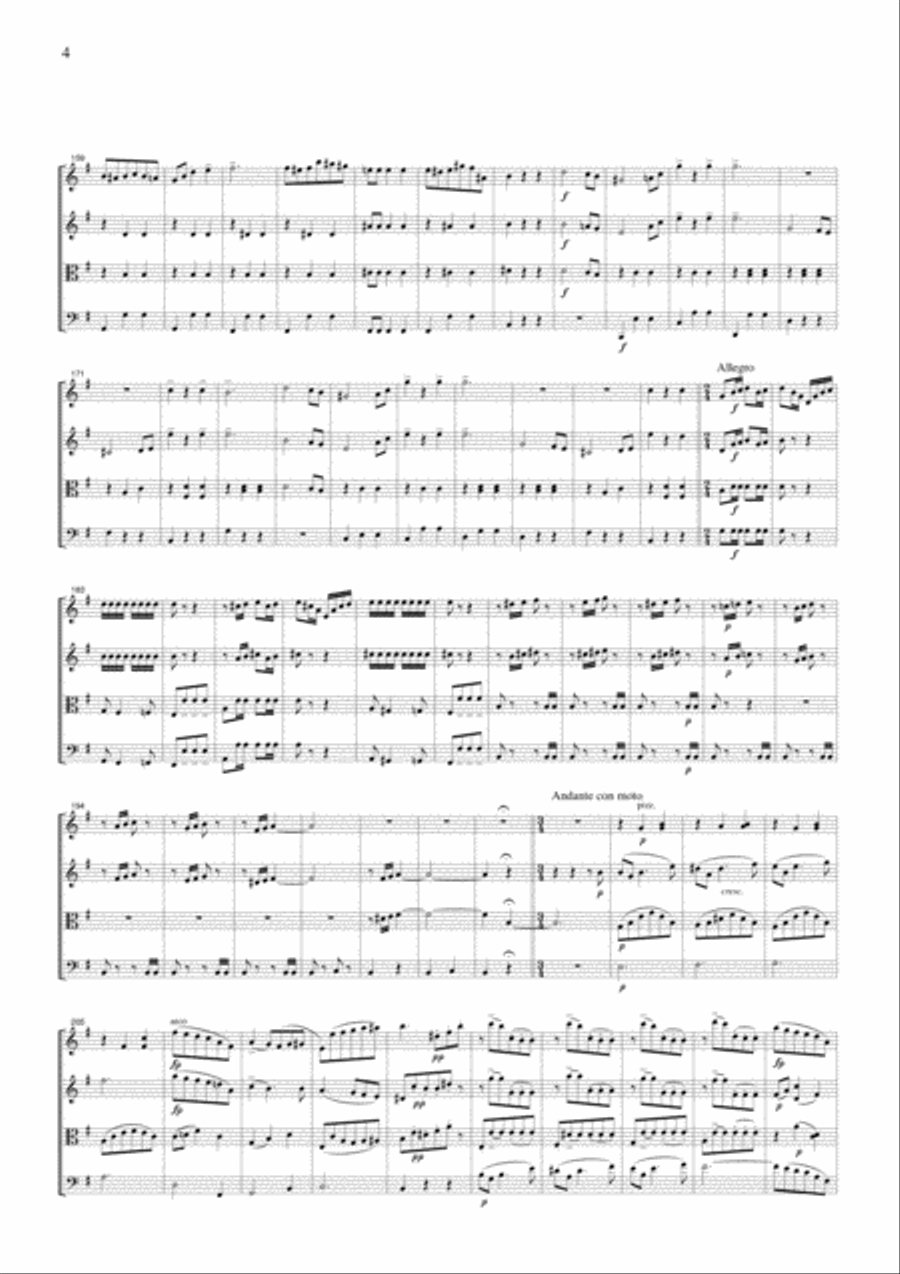 J.Strauss Die Fledermaus (The Bat) Overture, for string quartet, CS107 String Quartet scores gallery preview page 4