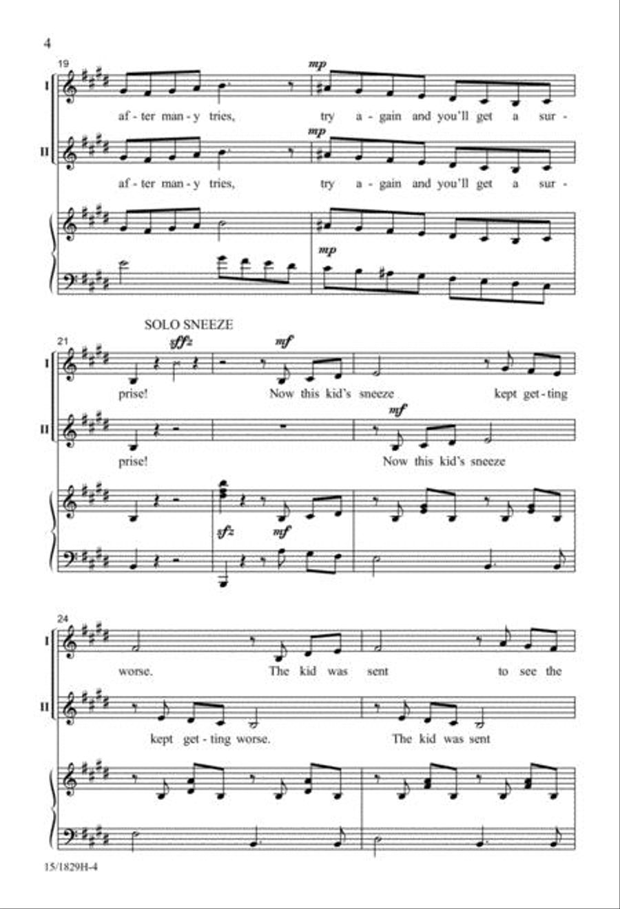 The Kid with the Surprising Sneeze 2-Part scores gallery preview page 4