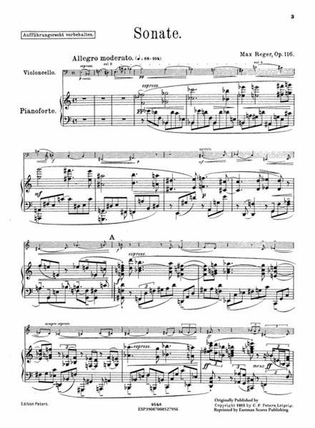 Sonata (A moll) fur Violoncello und Pianoforte, op. 116