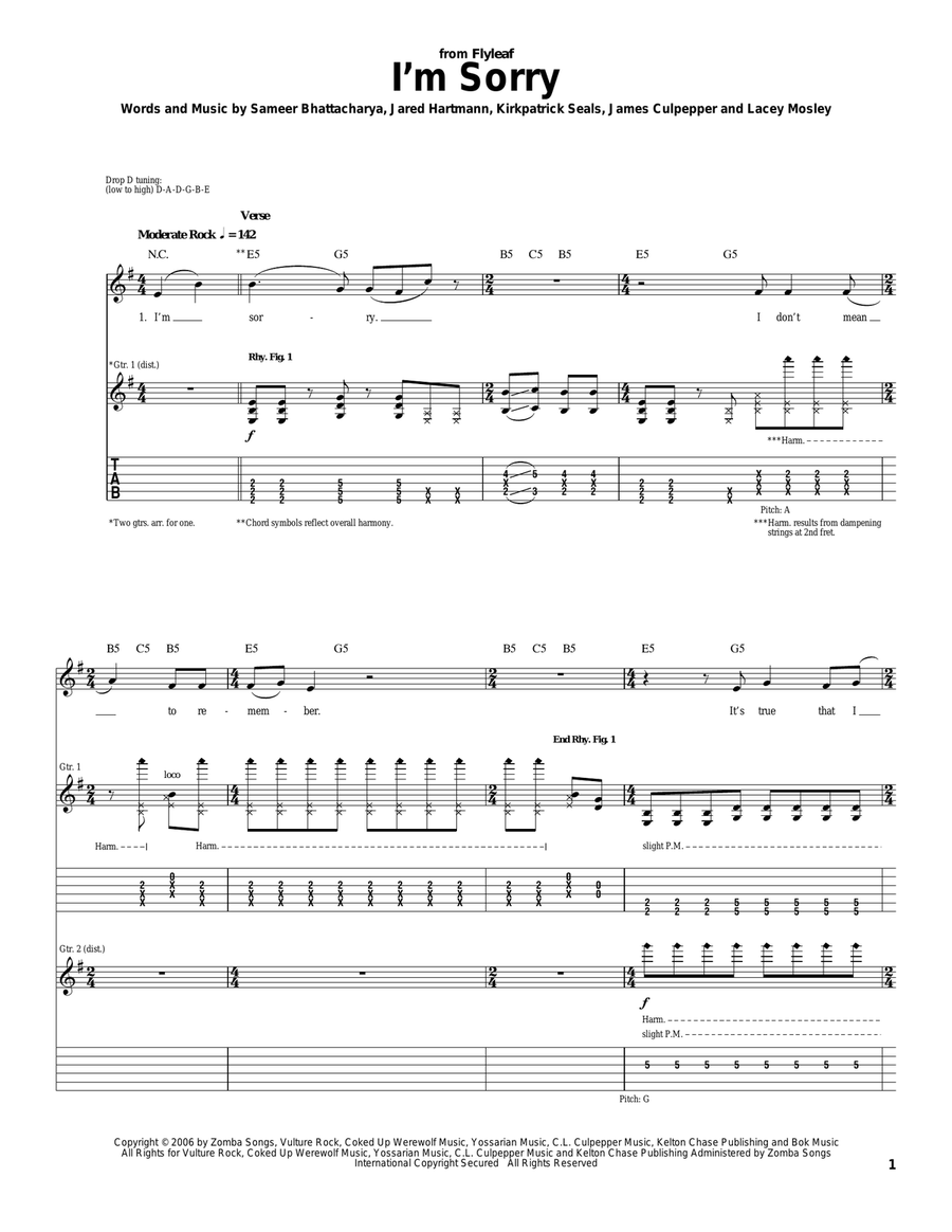 I'm Sorry Acoustic Guitar scores gallery preview page 1