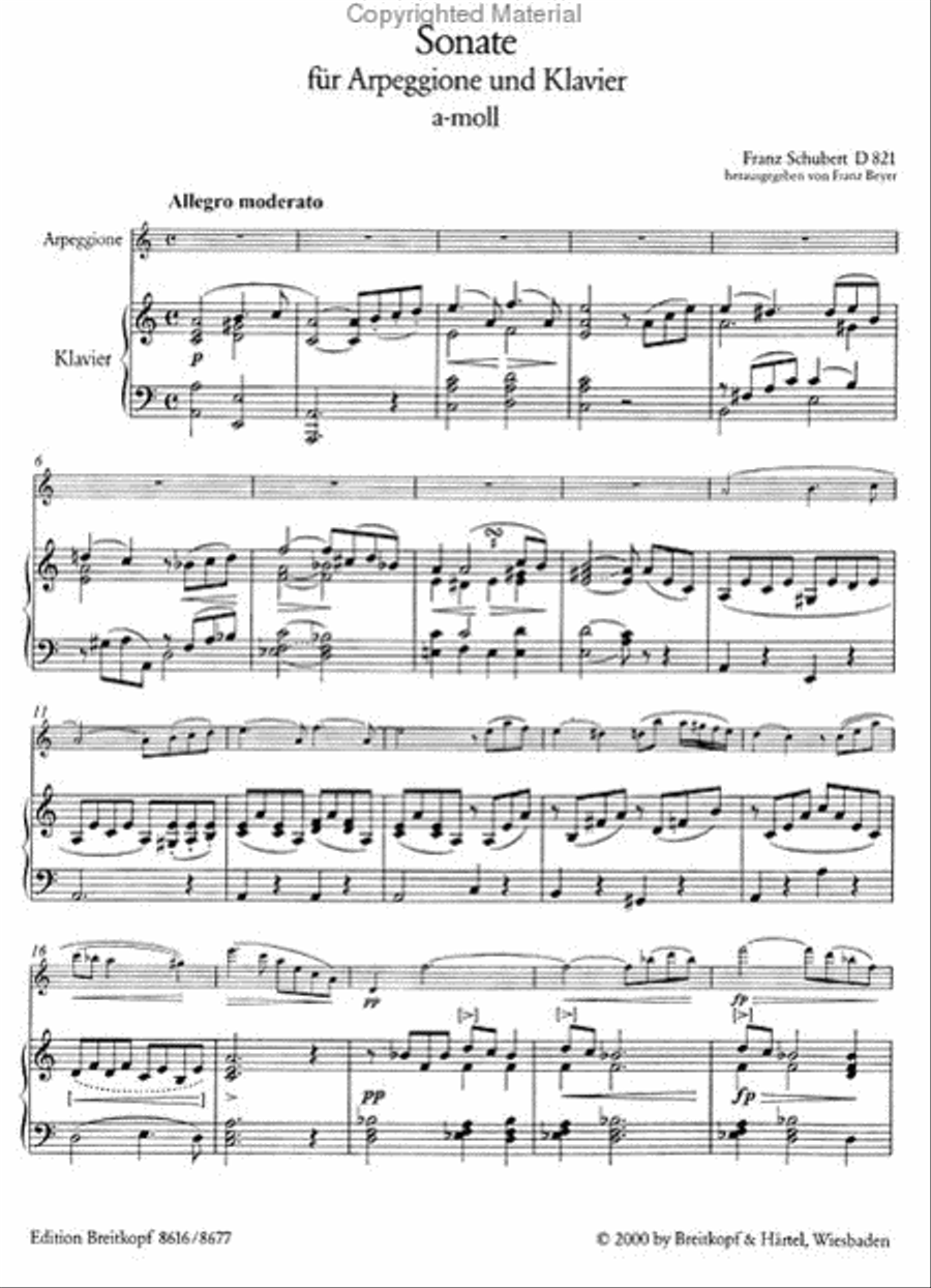 Arpeggione Sonata in A minor D 821 Piano Accompaniment scores gallery preview page 2