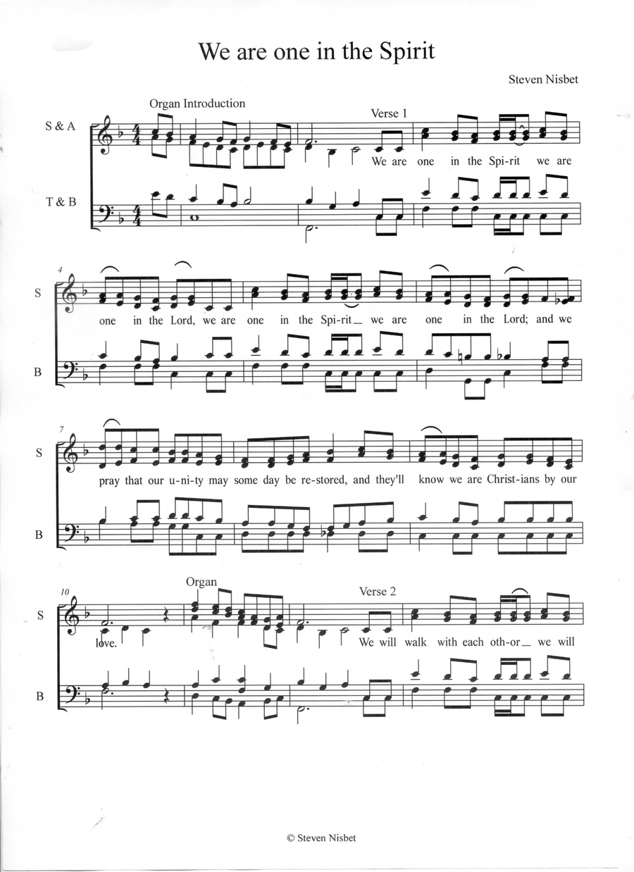 We are one in the Spirit (for SATB Choir) 4-Part scores gallery preview page 2