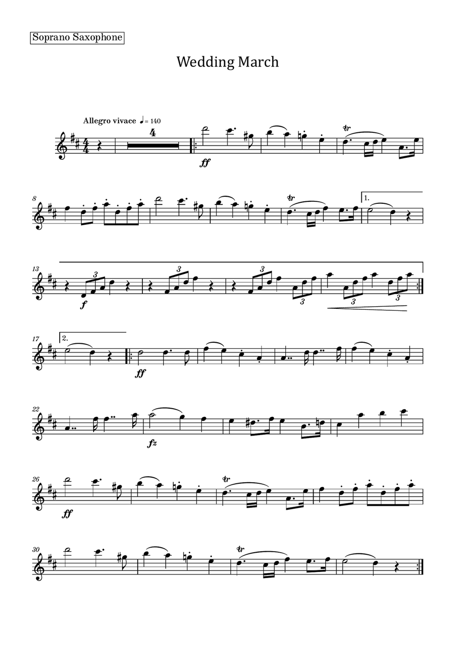 Wedding March Saxophone Quintet scores gallery preview page 5
