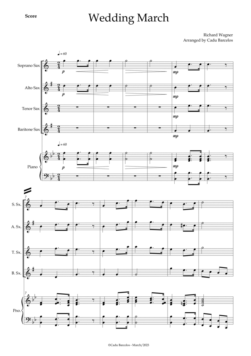 Wedding March (Wagner) Saxophone Quartet Piano image number null
