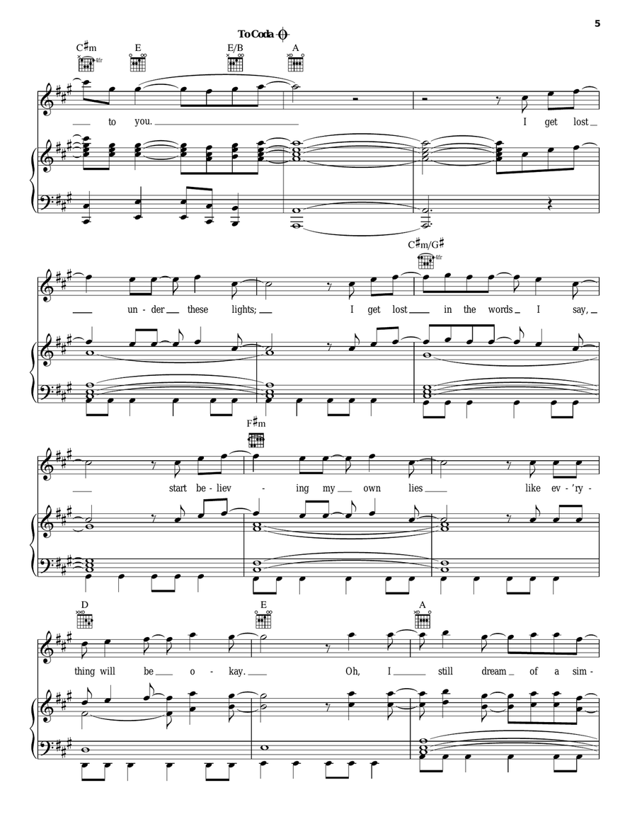 Young Girls Young Girls Piano, Vocal, Guitar scores gallery preview page 5