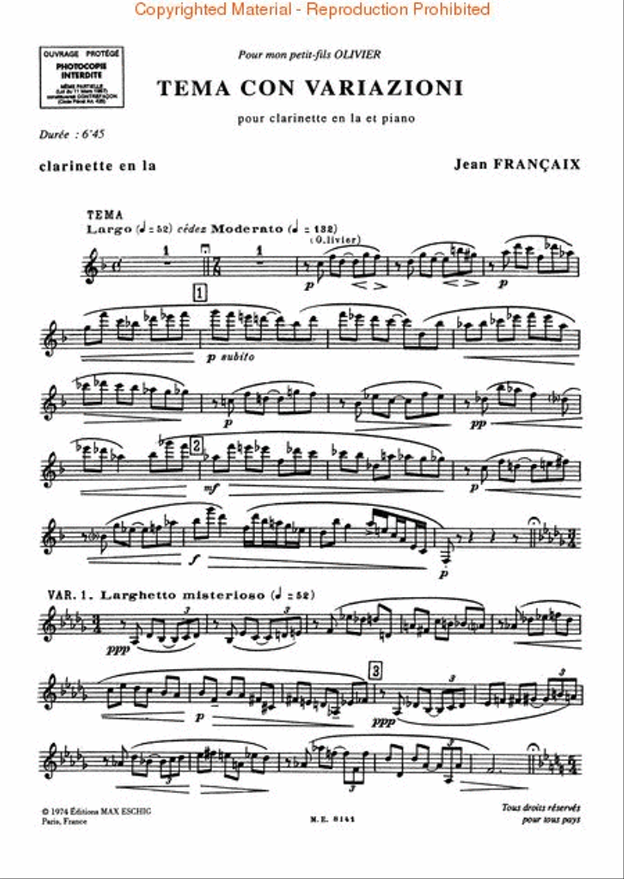 Tema con Variazioni (Theme and Variations) Clarinet Solo scores gallery preview page 2
