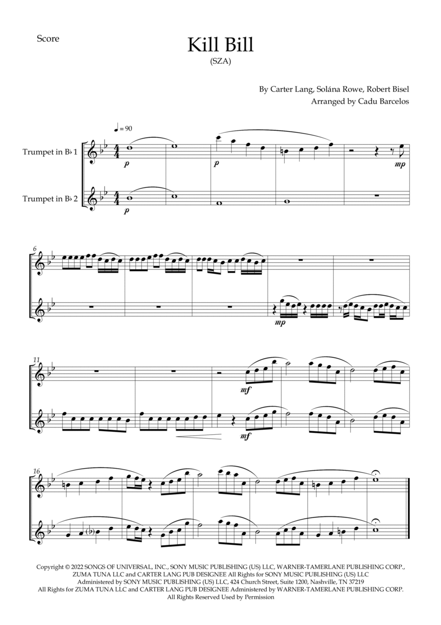 Kill Bill Trumpet Duet scores gallery preview page 1