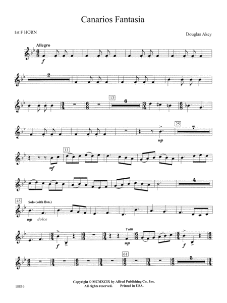 Canarios Fantasia: 1st F Horn