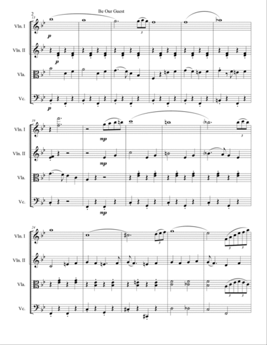 Be Our Guest Be Our Guest String Quartet scores gallery preview page 2