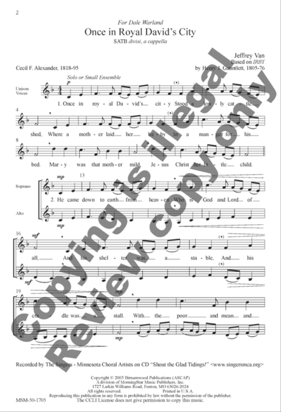 Once in Royal David's City Divisi scores gallery preview page 2