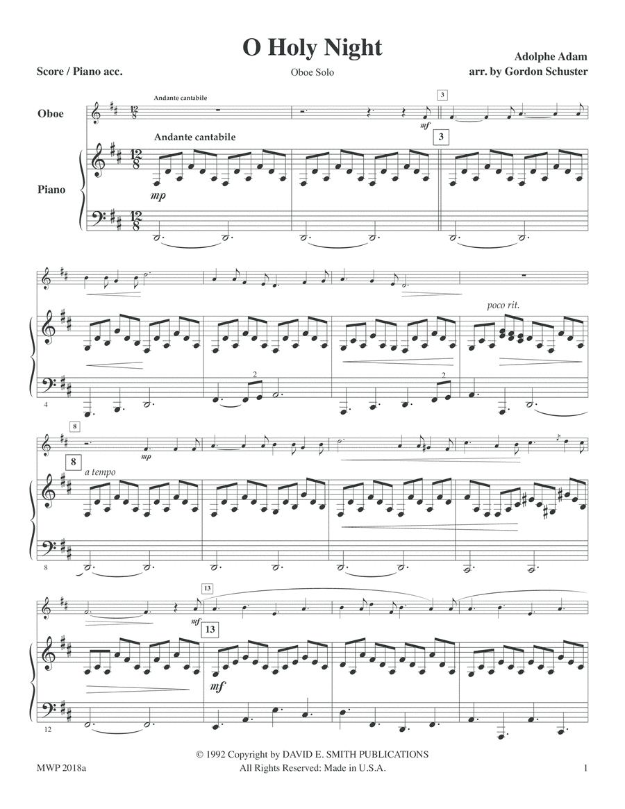 Three Christmas Solos - Oboe, Vol. 1 Oboe Solo scores gallery preview page 1