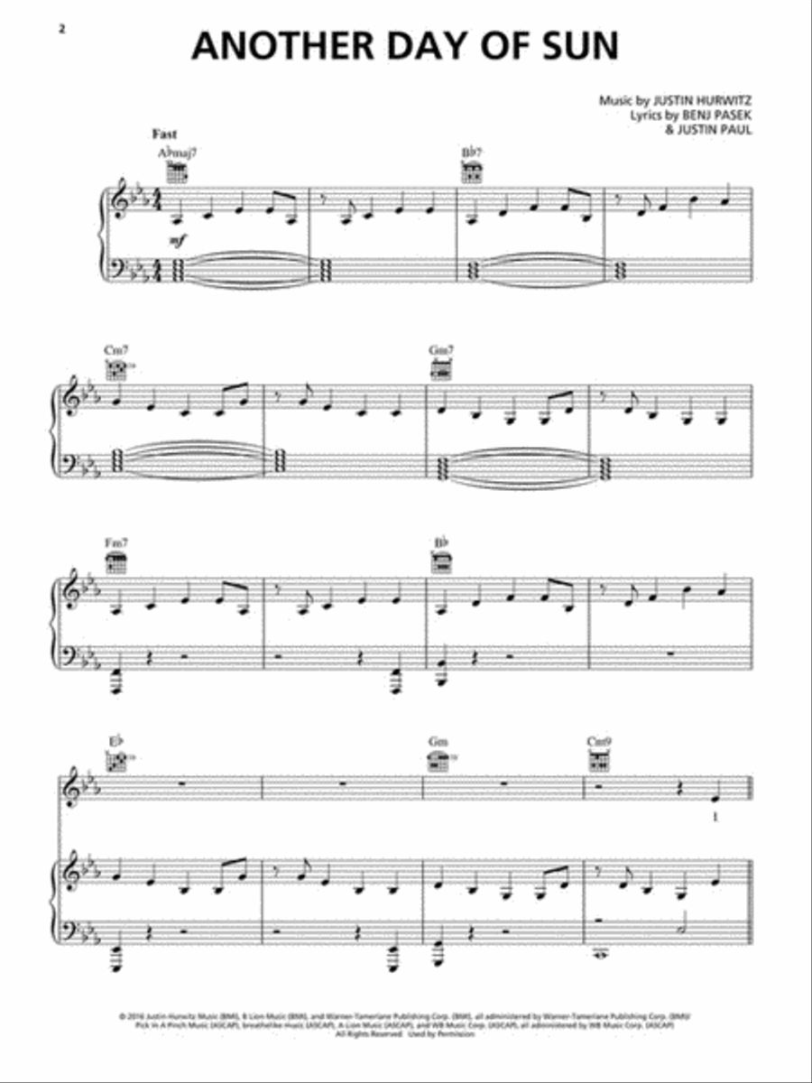 La La Land Piano, Vocal, Guitar scores gallery preview page 5