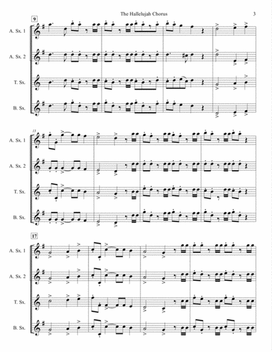 The Hallelujah Chorus for Saxophone Quartet (SATB or AATB) image number null